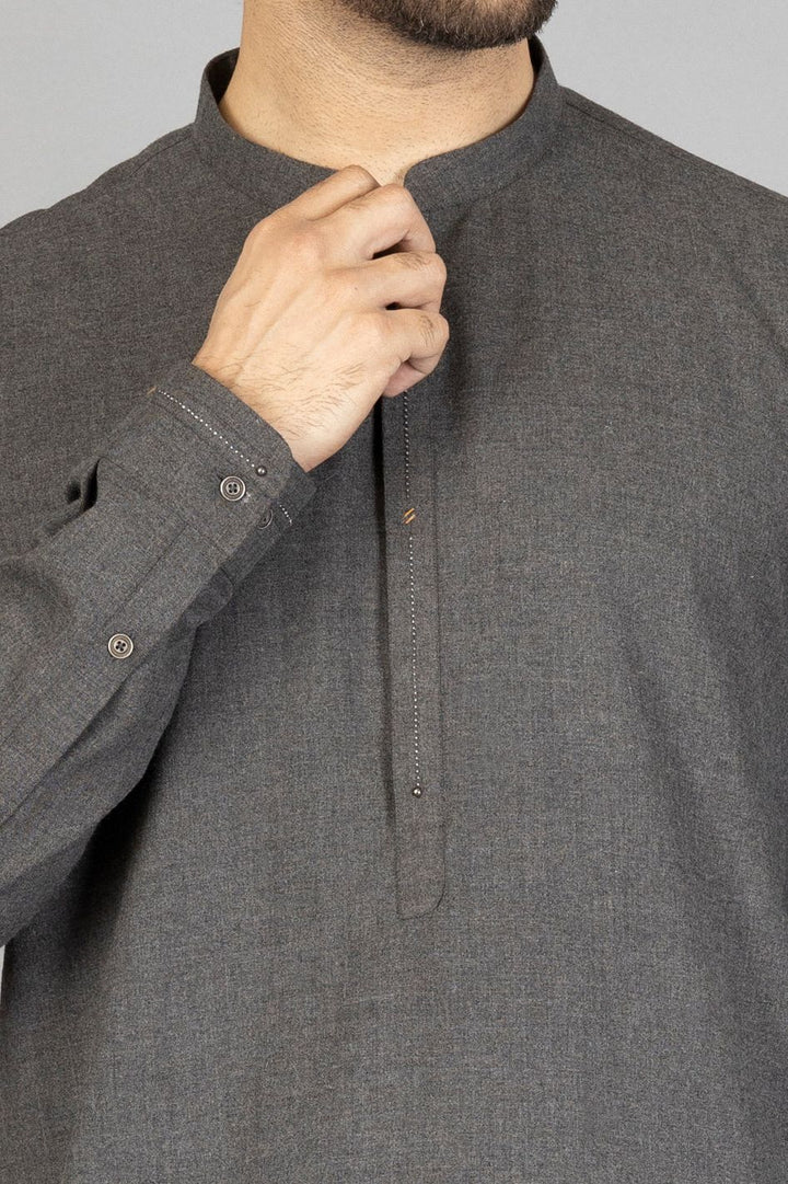 Polyester Viscose Grey Shalwar Kameez - Almirah