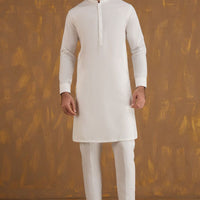 Blended White Unstitched Suit - J. Junaid Jamshed