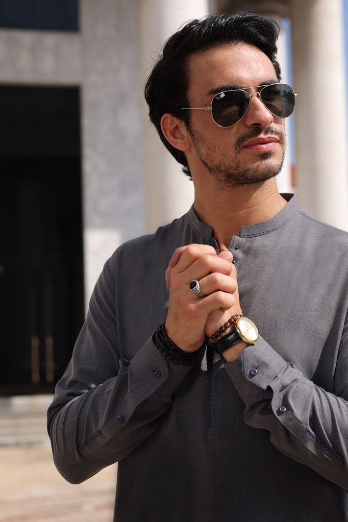 Blended Light Grey Shalwar Kameez - Almirah