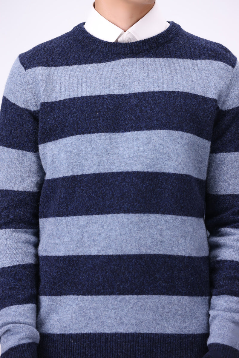 Lambs Wool Navy Designer Sweater - Cambridge