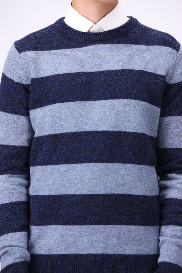 Lambs Wool Navy Designer Sweater - Cambridge