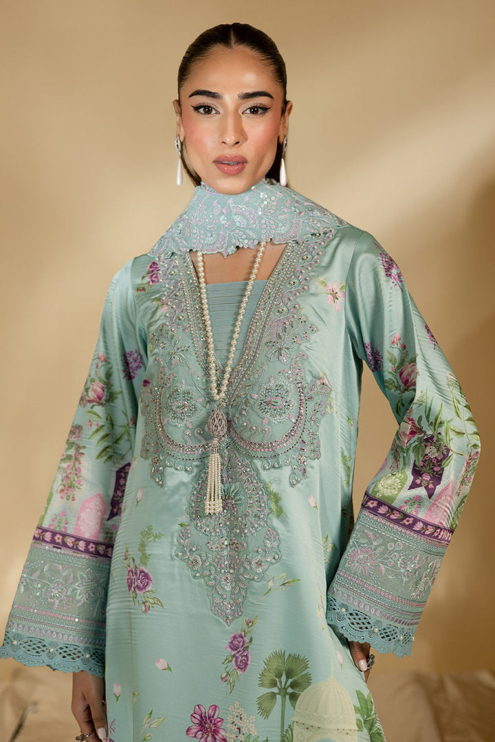 Silk Sky Blue Stitched Suit - Nureh