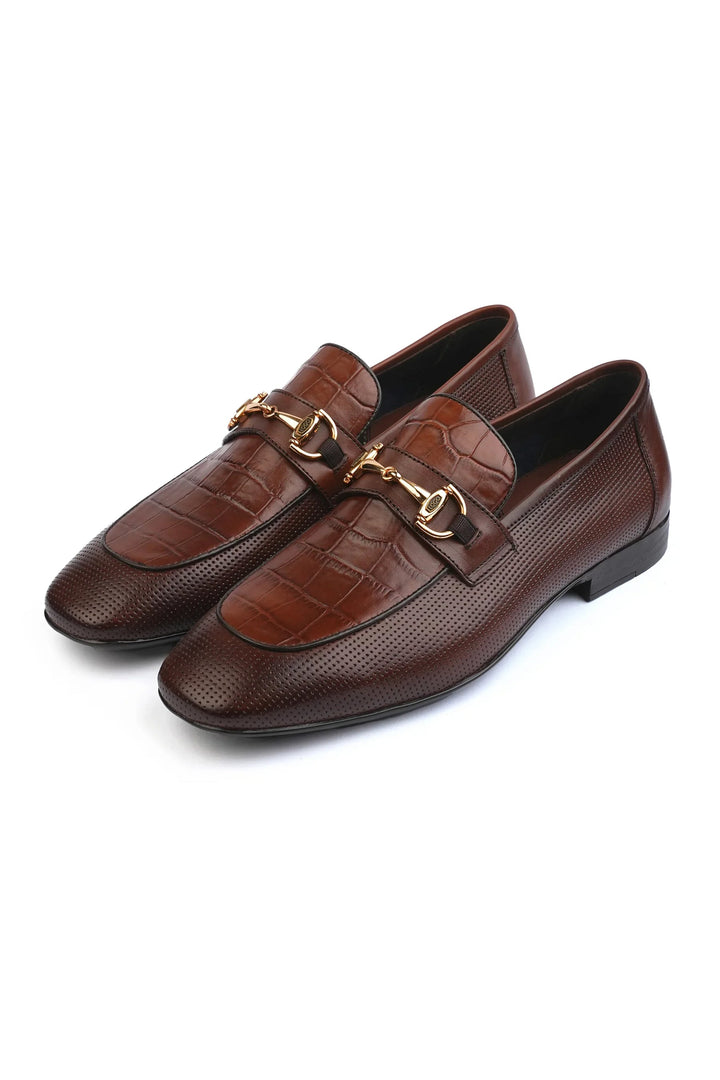 Leather Formal Brown Shoes - Logo