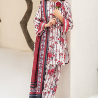 Digital Printed Premium Viscose White Stitched Suit - Jazmin