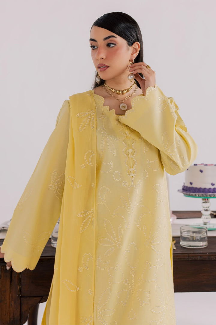 Embroidered Lawn Yellow Stitched Suit - Nureh