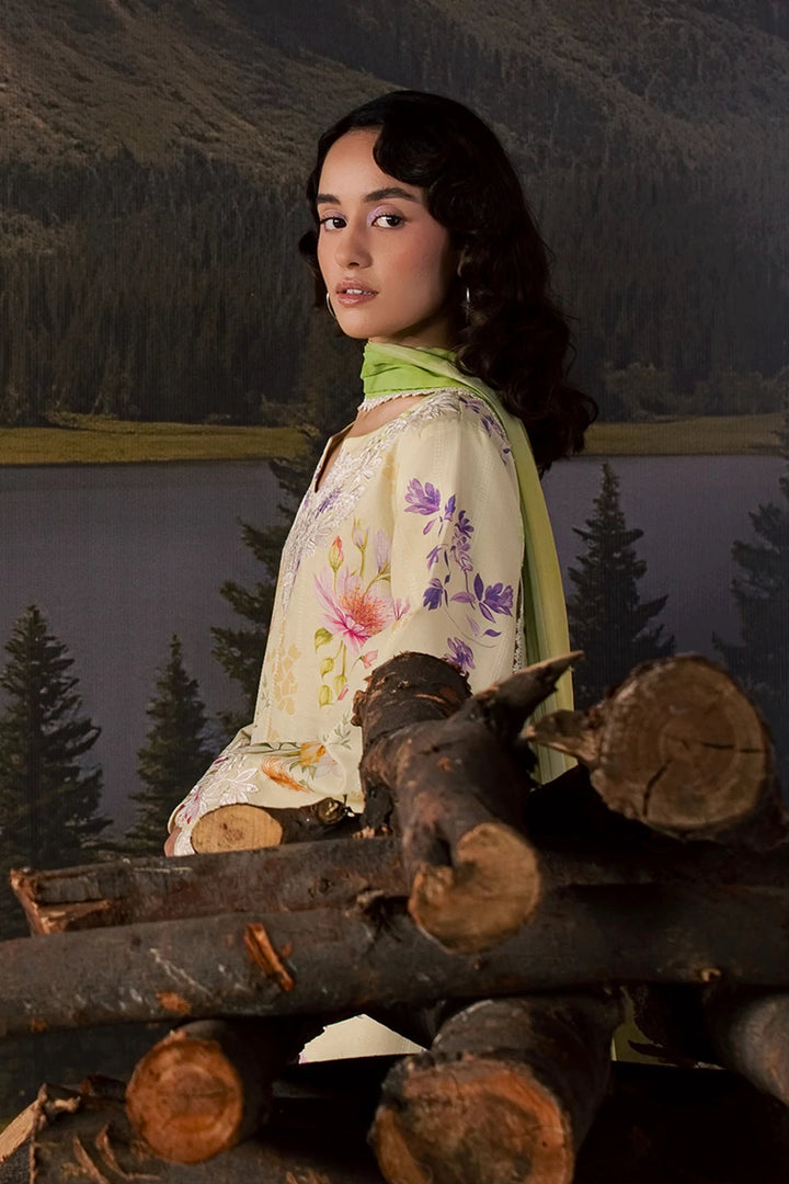 Dobby Lawn Butter Cream Stitched Suit - Vanya