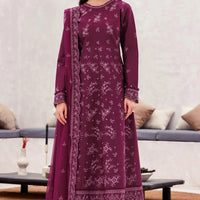 Regal Plum - Bahaar Embroidered Eid Lawn Stitched