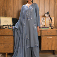 Twill Viscose Blue Stitched Suit - Image