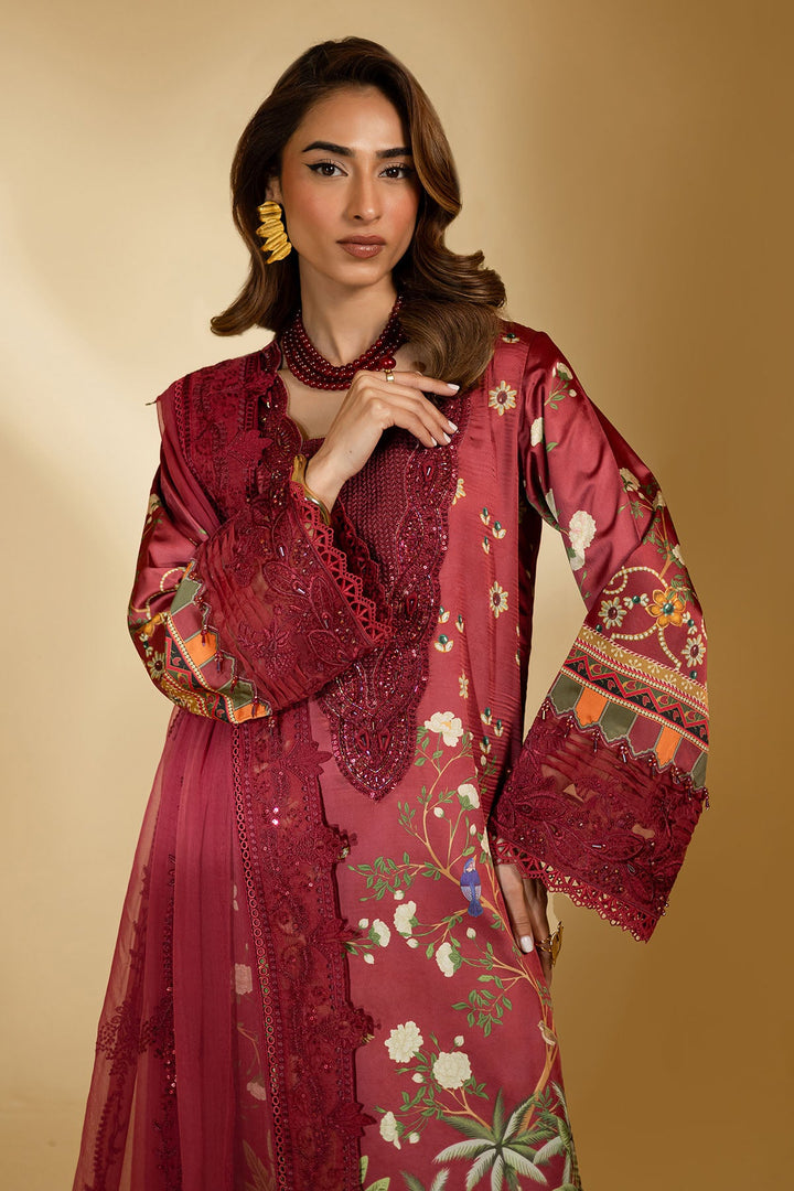 Silk Red Stitched Suit - Nureh