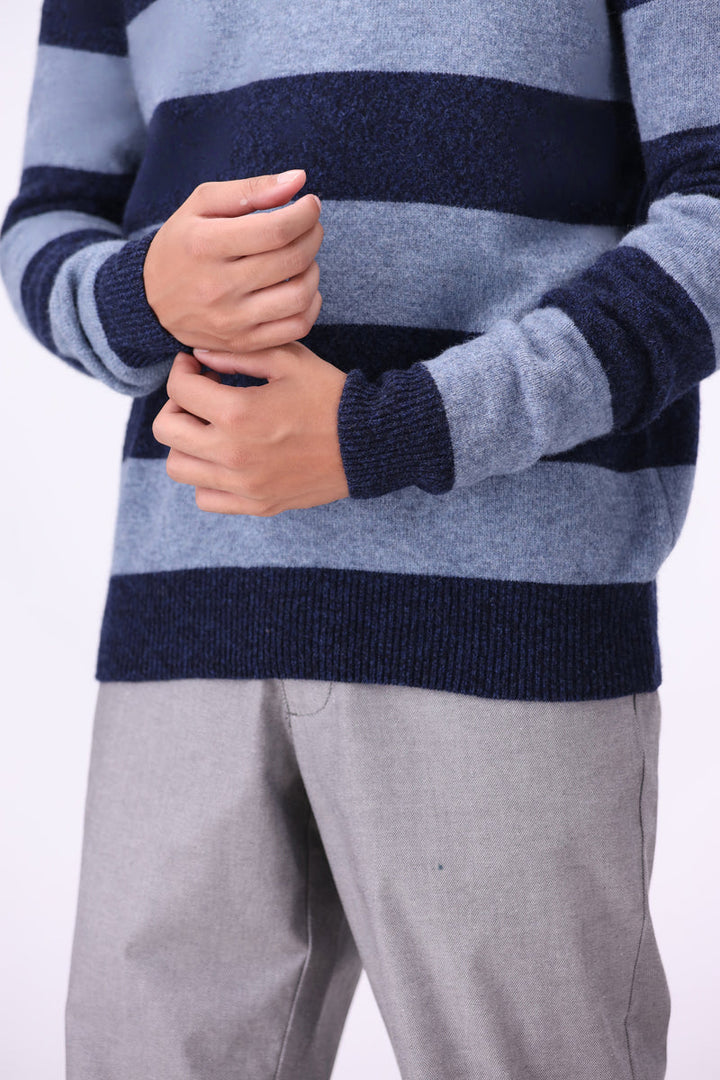 Lambs Wool Navy Designer Sweater - Cambridge