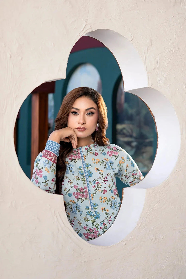 Printed Lawn Aqua Stitched Suit - Khas