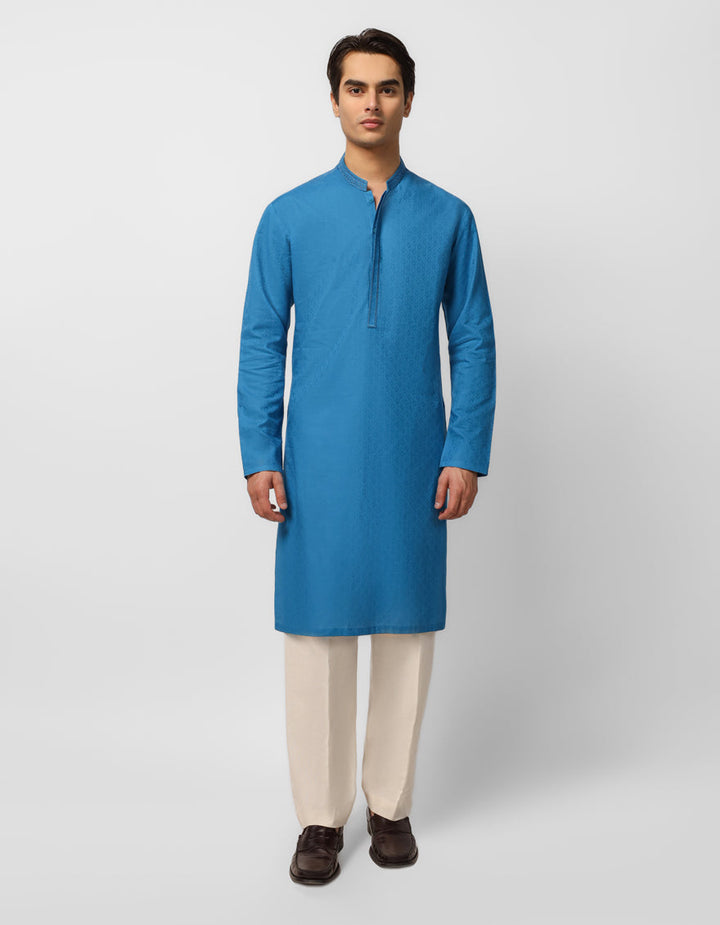 Cotton Blue Kurta - J. Junaid Jamshed