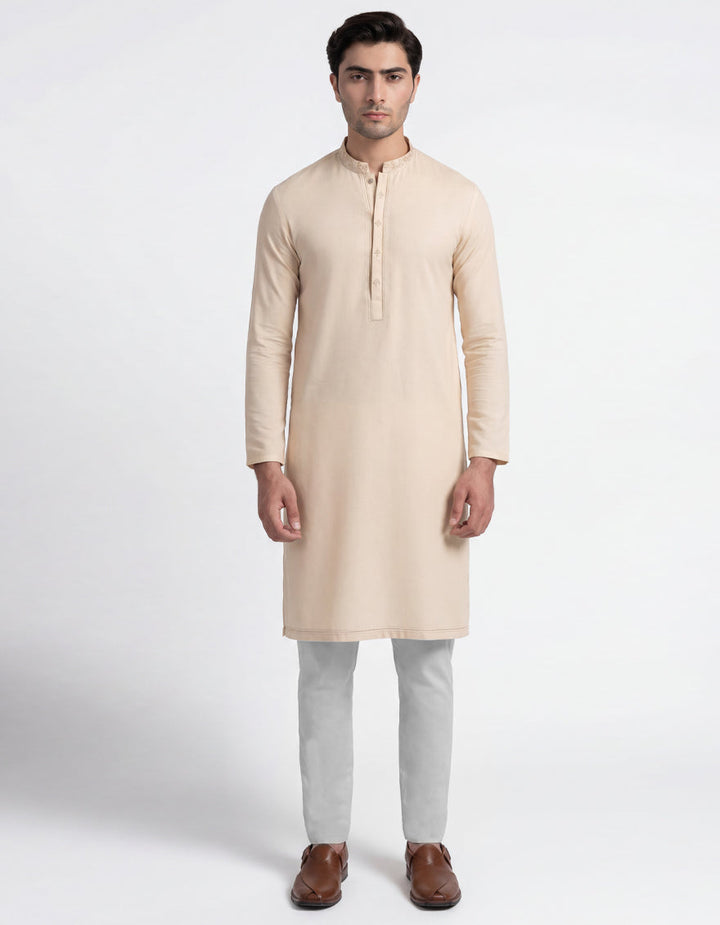 Blended Cream Kurta - J. Junaid Jamshed