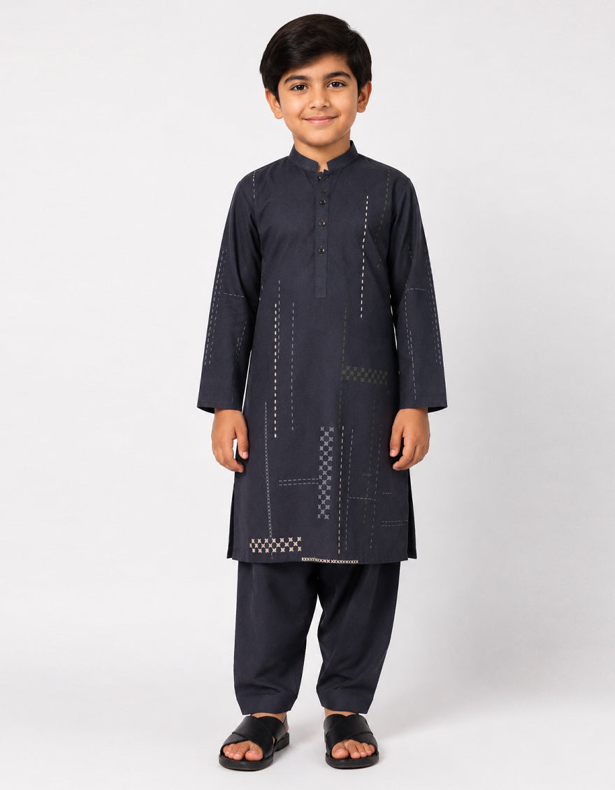 Blended Charcoal Shalwar Kameez - J. Junaid Jamshed