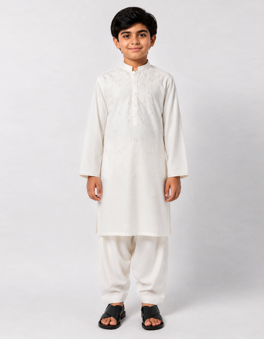 Blended White Shalwar Kameez - J. Junaid Jamshed