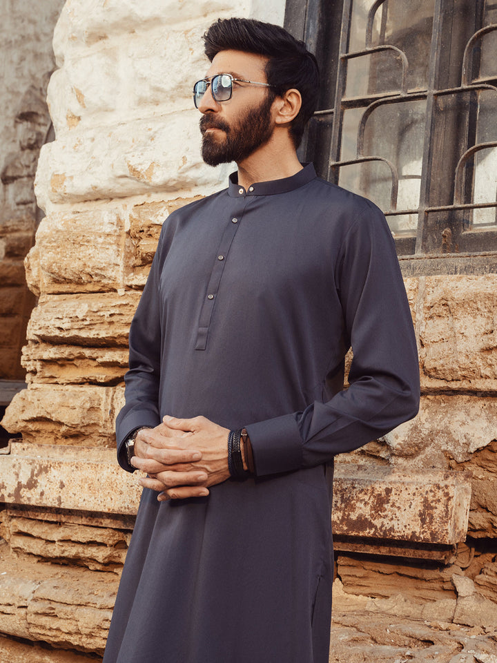 Blended Grey Kurta Trouser - J. Junaid Jamshed
