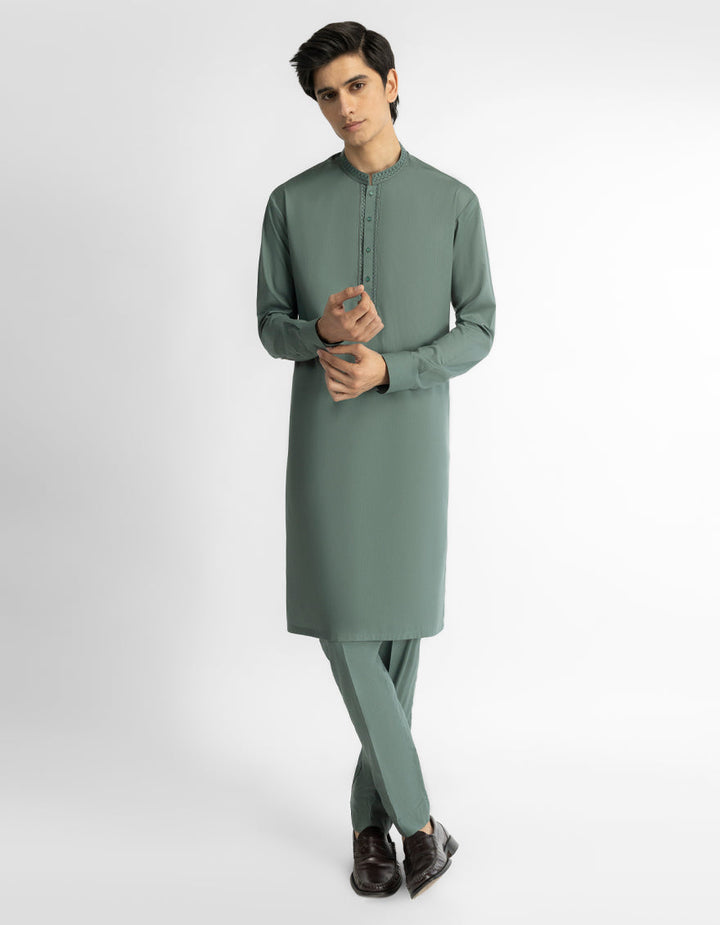 Blended Green Kurta Trouser - J. Junaid Jamshed