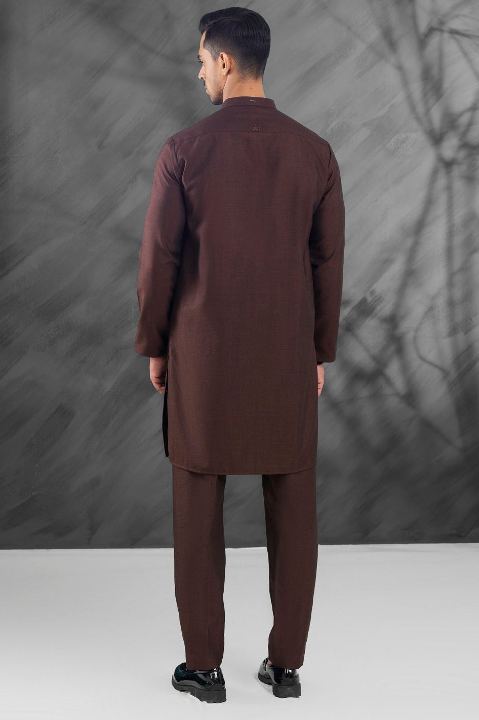 Blended Dark Brown Kurta Trouser- Almirah