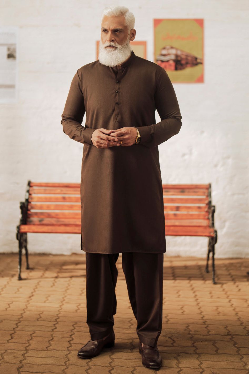 Blended Dark Brown Shalwar Kameez - Almirah