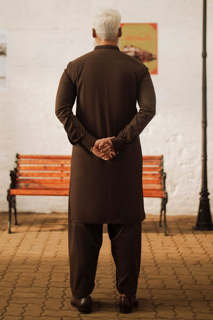 Blended Dark Brown Shalwar Kameez - Almirah
