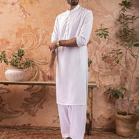 Blended White Shalwar Kameez - J. Junaid Jamshed