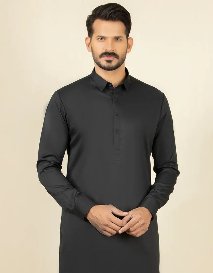 Polyester Black Shalwar Kameez - J. Junaid Jamshed