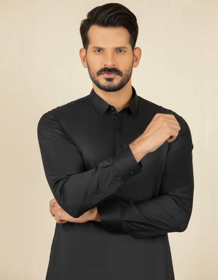 Polyester Black Shalwar Kameez - J. Junaid Jamshed