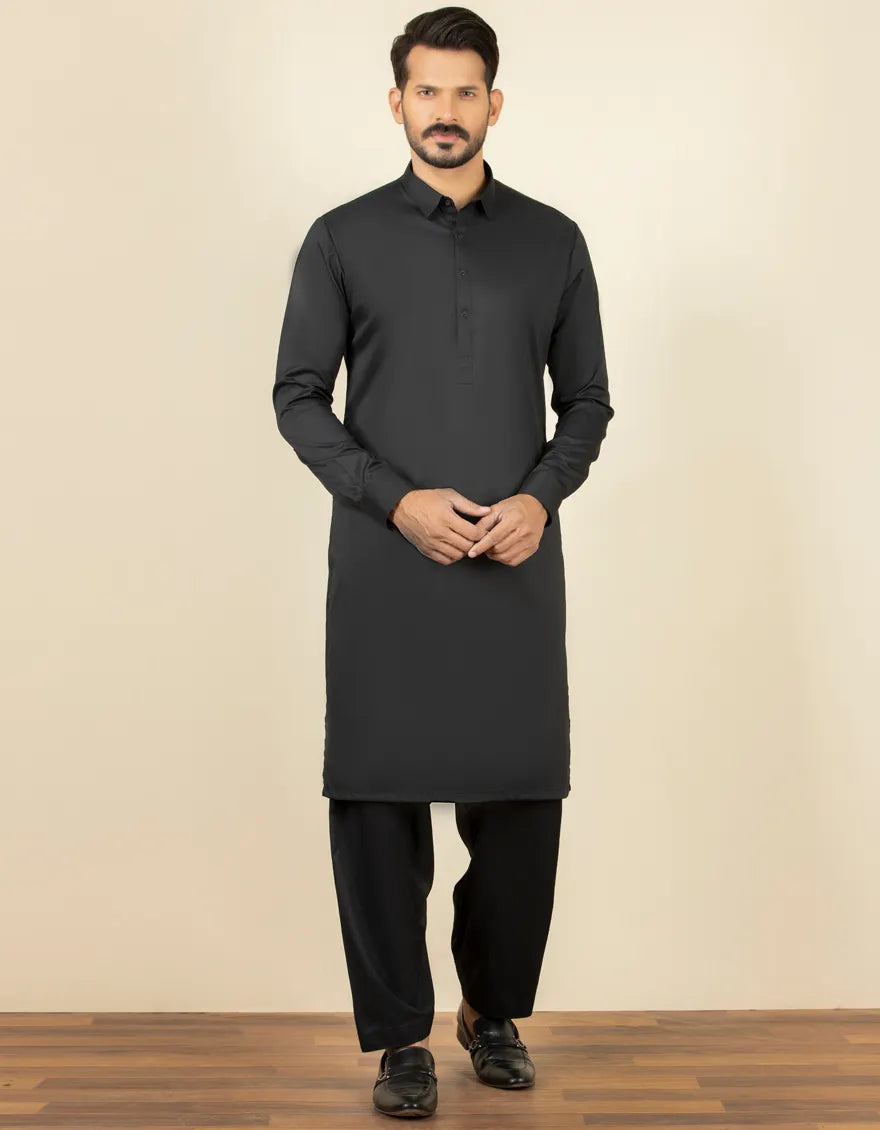 Blended Black Shalwar Kameez - J. Junaid Jamshed