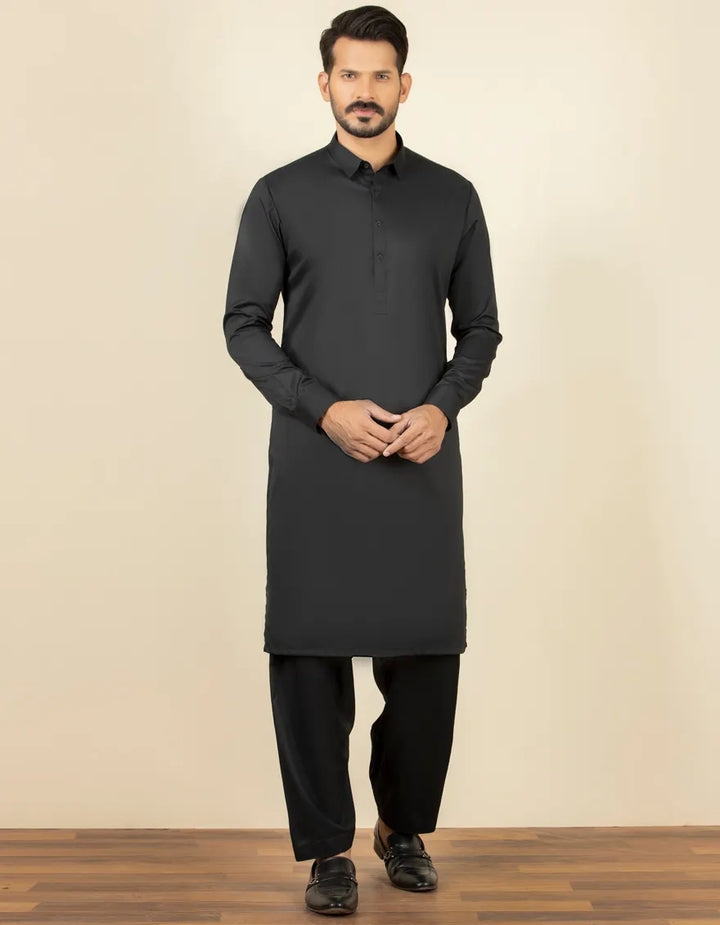 Polyester Black Shalwar Kameez - J. Junaid Jamshed