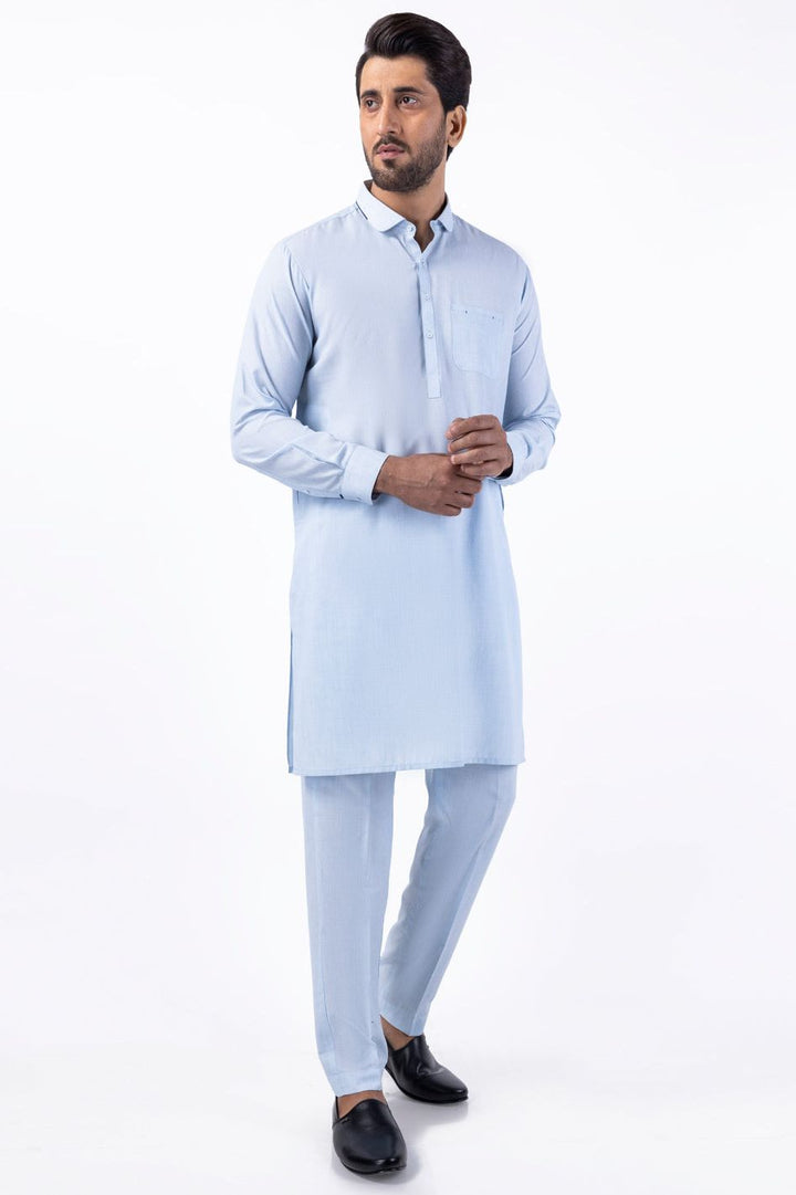Blended Light Blue Kurta Trouser - Almirah