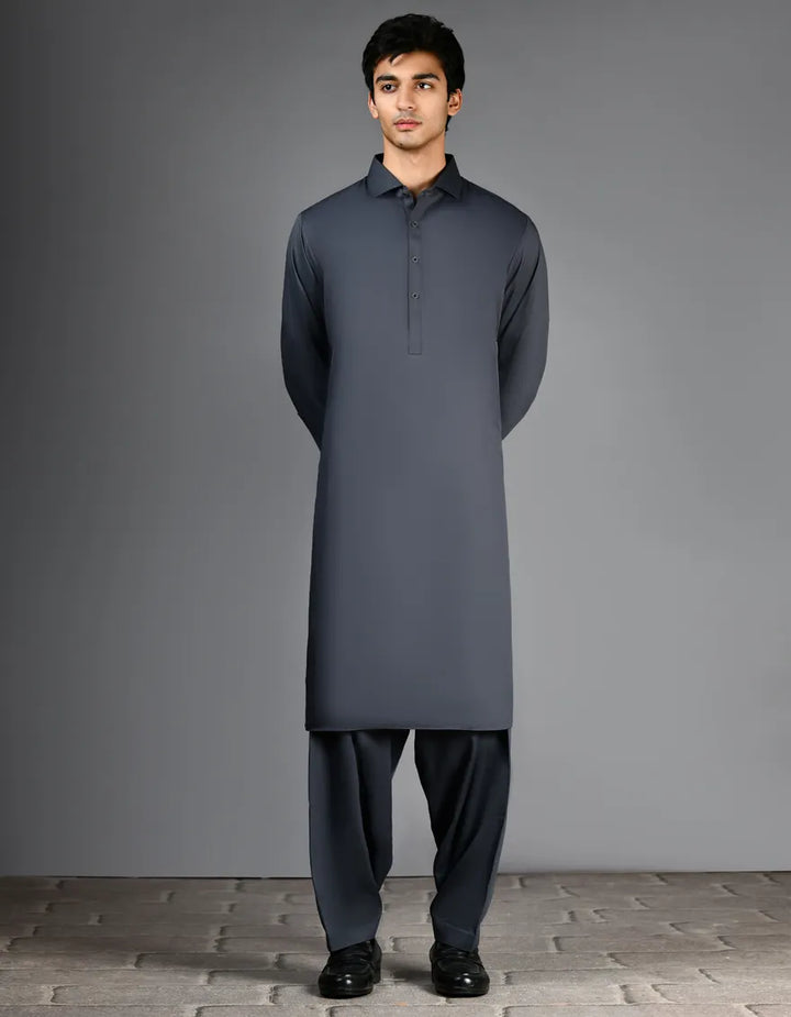 Blended Grey Shalwar Kameez - J. Junaid Jamshed
