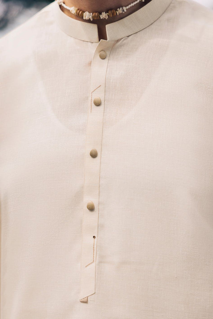 Blended Beige Kurta Trouser - Almirah