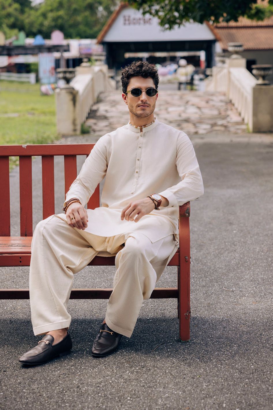 Blended Beige Kurta Trouser - Almirah