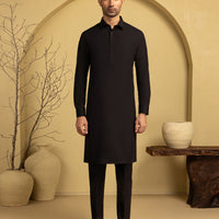Blended Black Unstitched Suit - J. Junaid Jamshed
