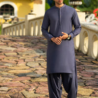 Blended Blue Kurta Trouser - Almirah