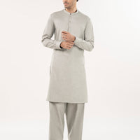 Blended Ash White Unstitched Suit - J. Junaid Jamshed