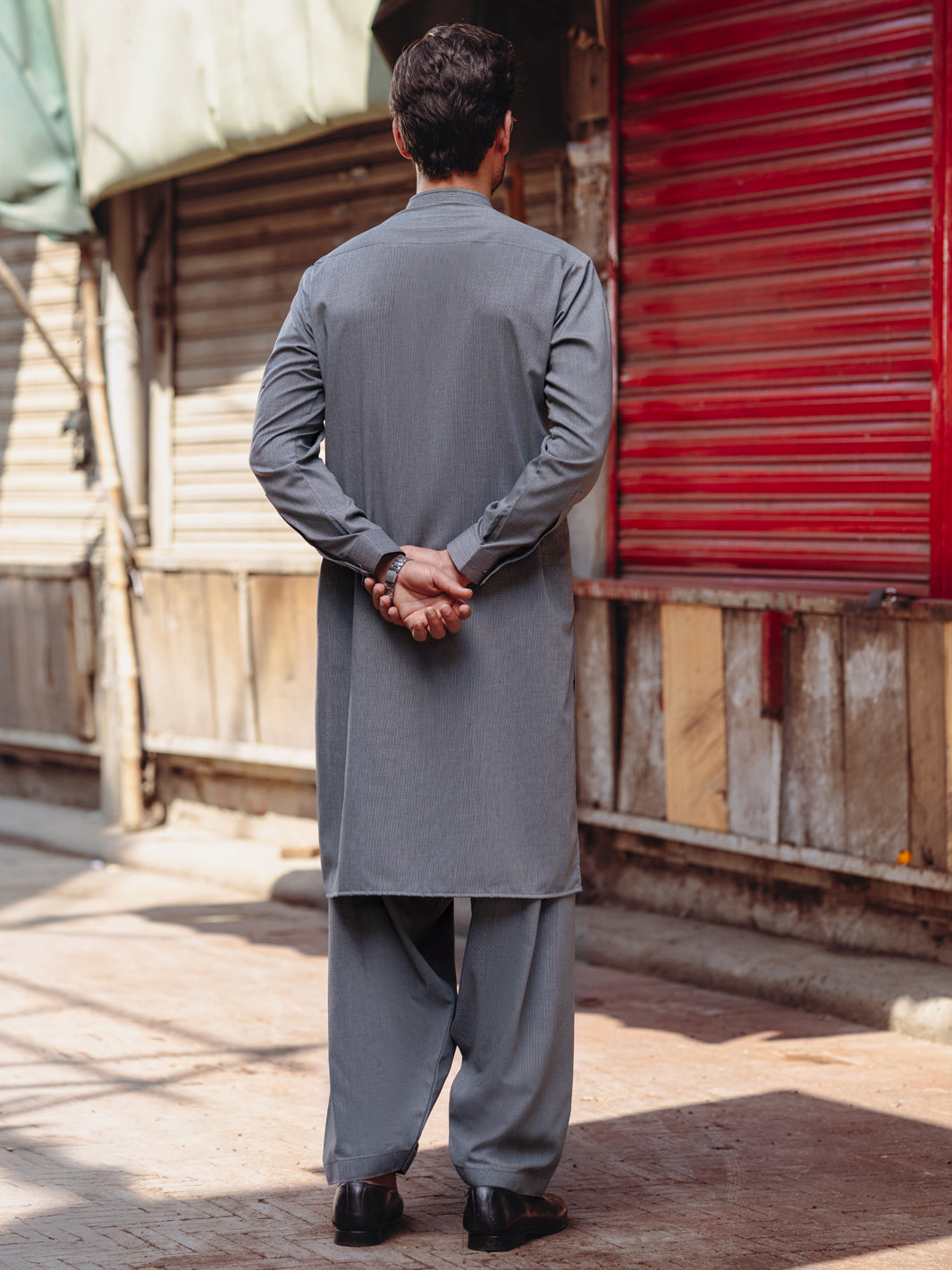 Blended Grey Shalwar Kameez- Almirah