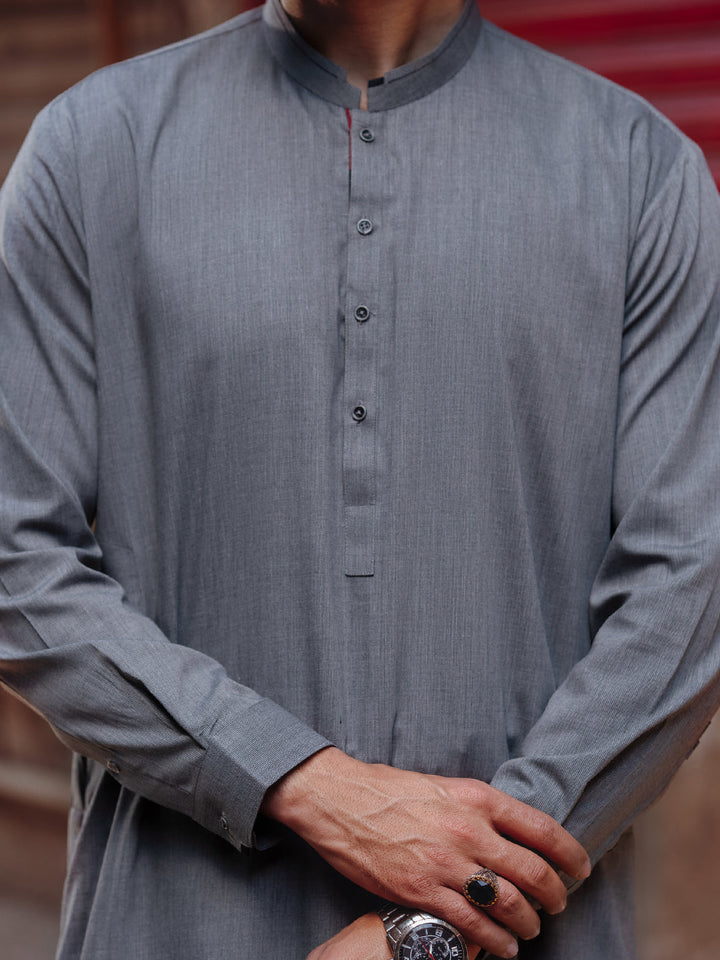 Blended Grey Shalwar Kameez- Almirah