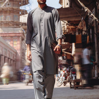 Blended Grey Shalwar Kameez- Almirah