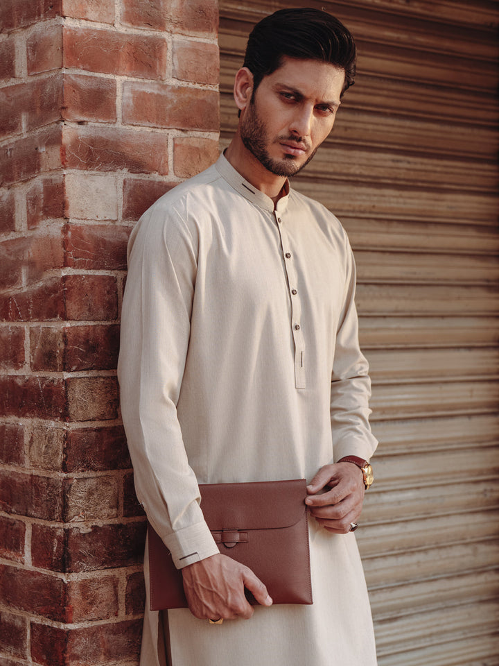 Blended Beige Shalwar Kameez- Almirah