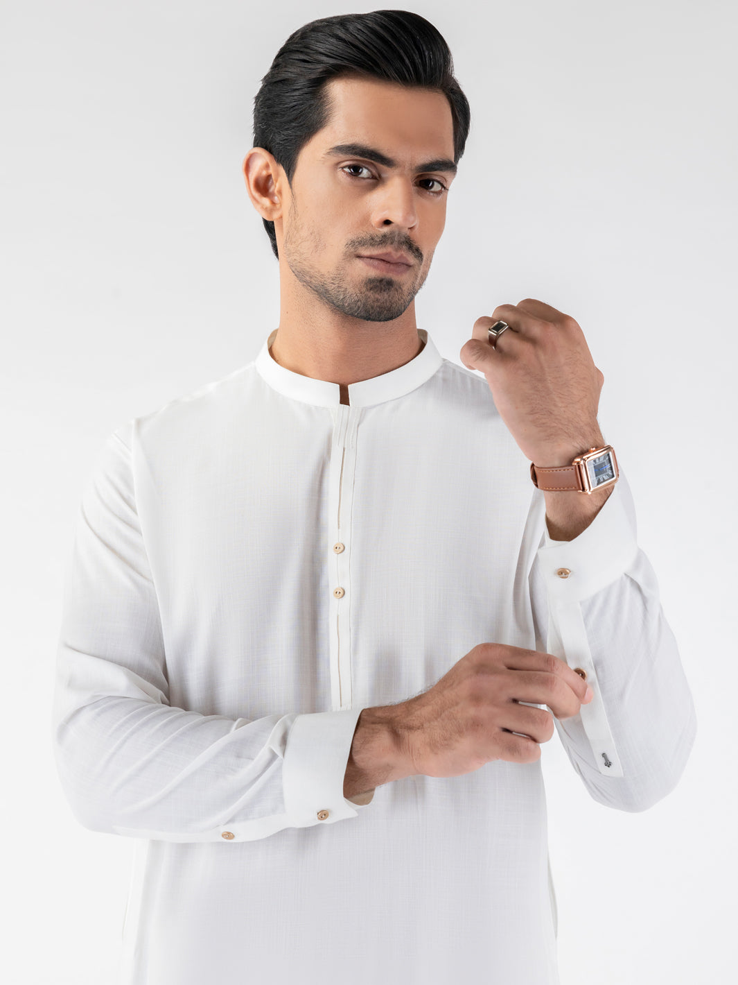 Blended White Shalwar Kameez- Almirah