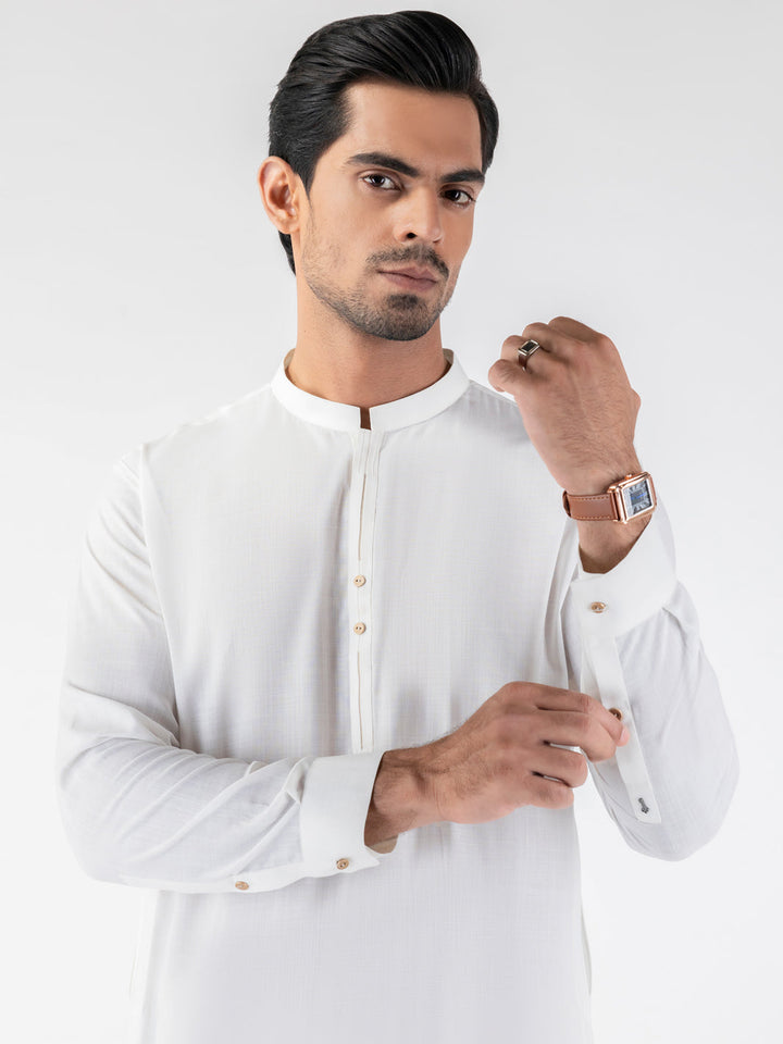 Blended White Shalwar Kameez- Almirah