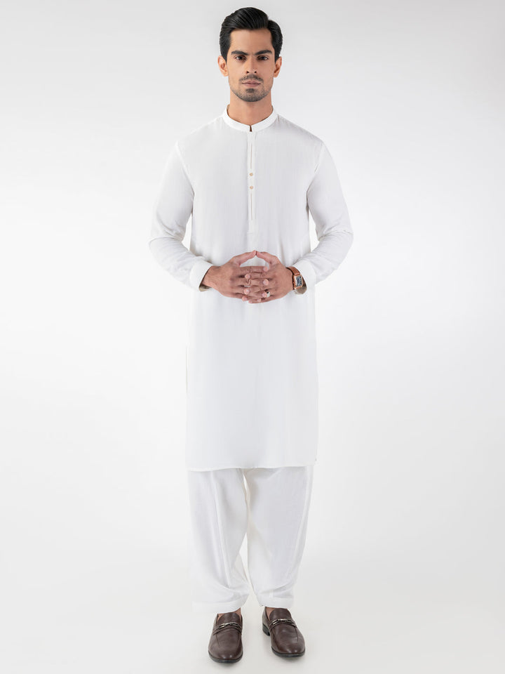 Blended White Shalwar Kameez- Almirah