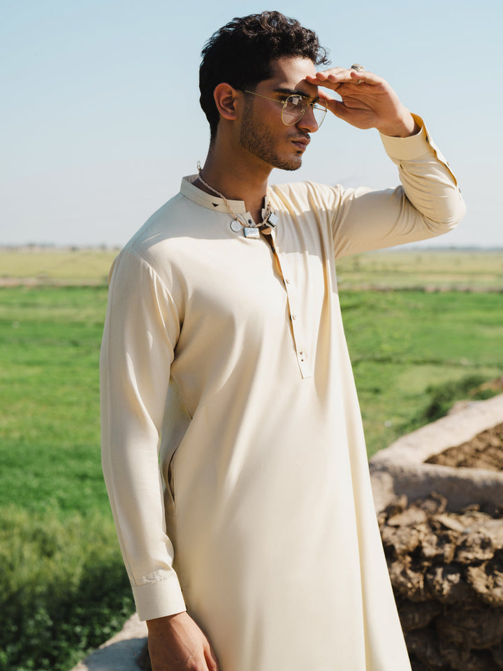 Blended Beige Shalwar Kameez - Almirah