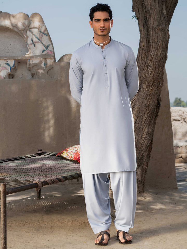 Blended Light Grey Shalwar Kameez- Almirah