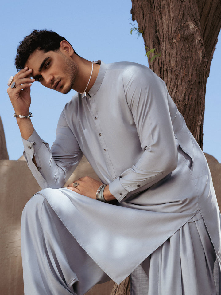 Blended Light Grey Shalwar Kameez- Almirah