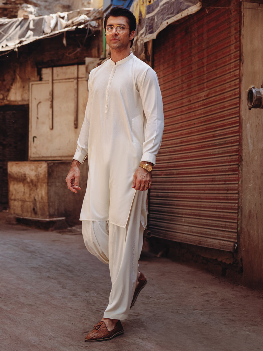 Blended Off White Shalwar Kameez - Almirah
