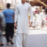Blended Off White Shalwar Kameez - Almirah