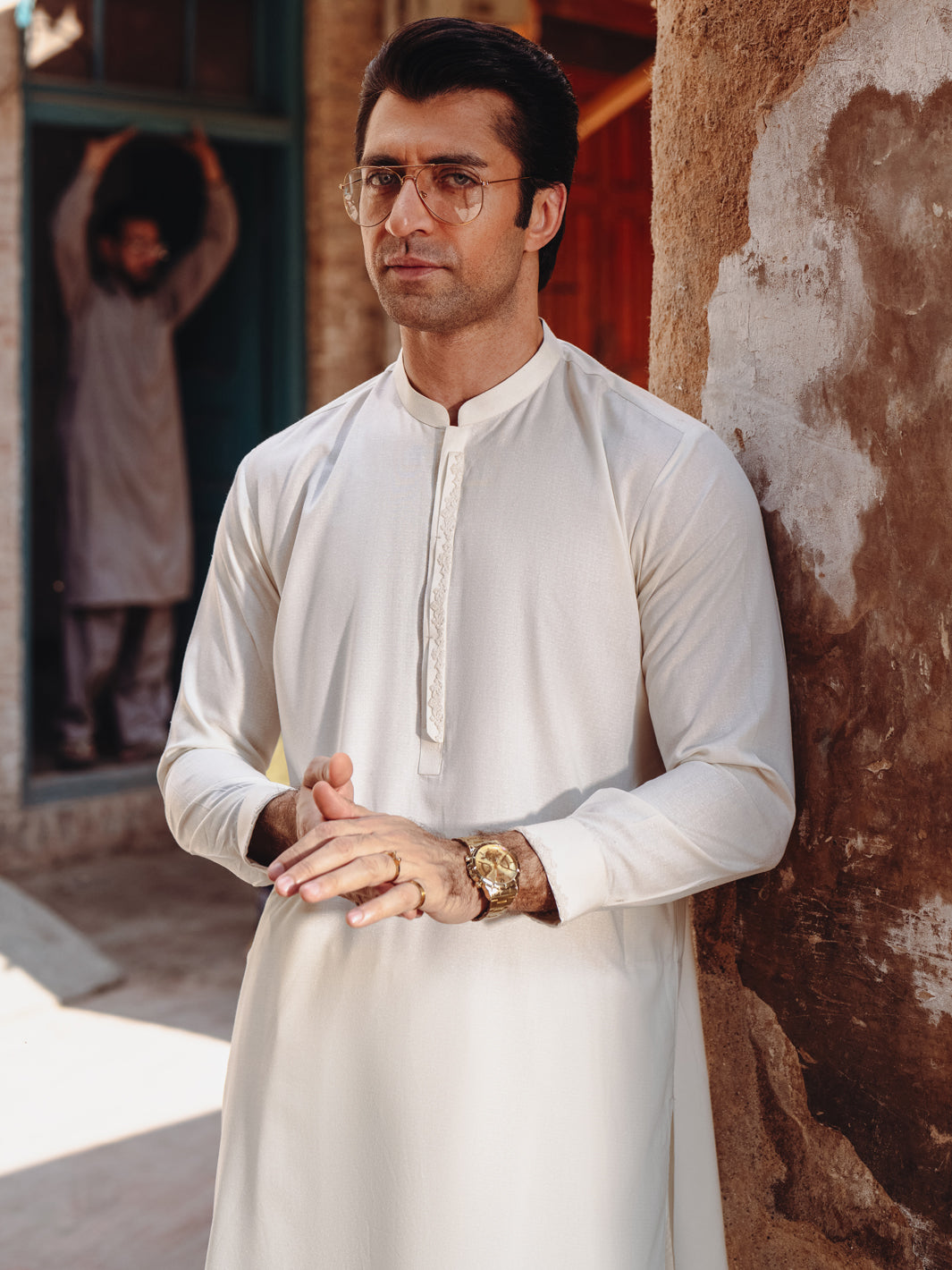 Blended Off White Shalwar Kameez - Almirah