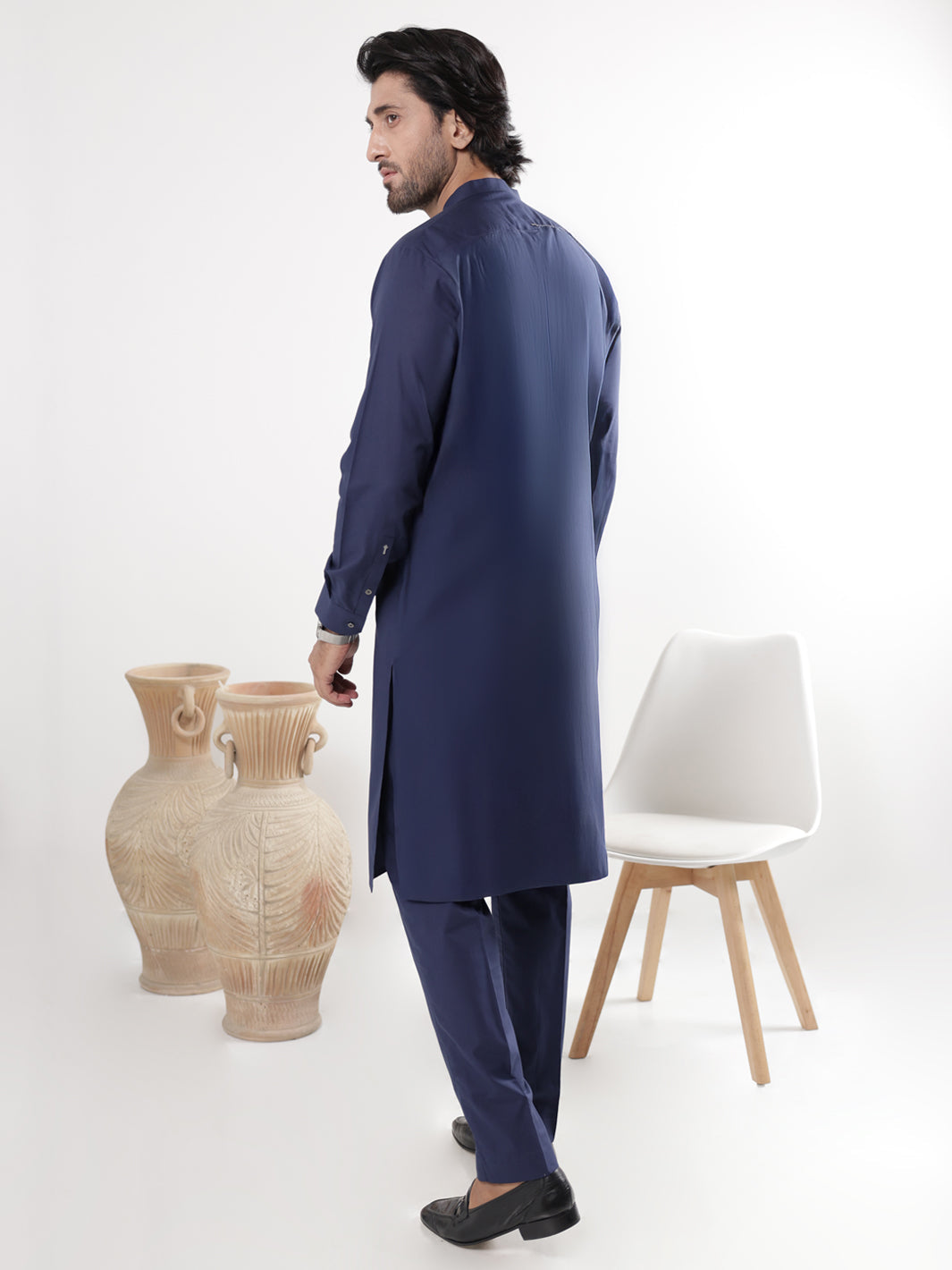 Cotton Navy Blue Kurta Trouser - Almirah